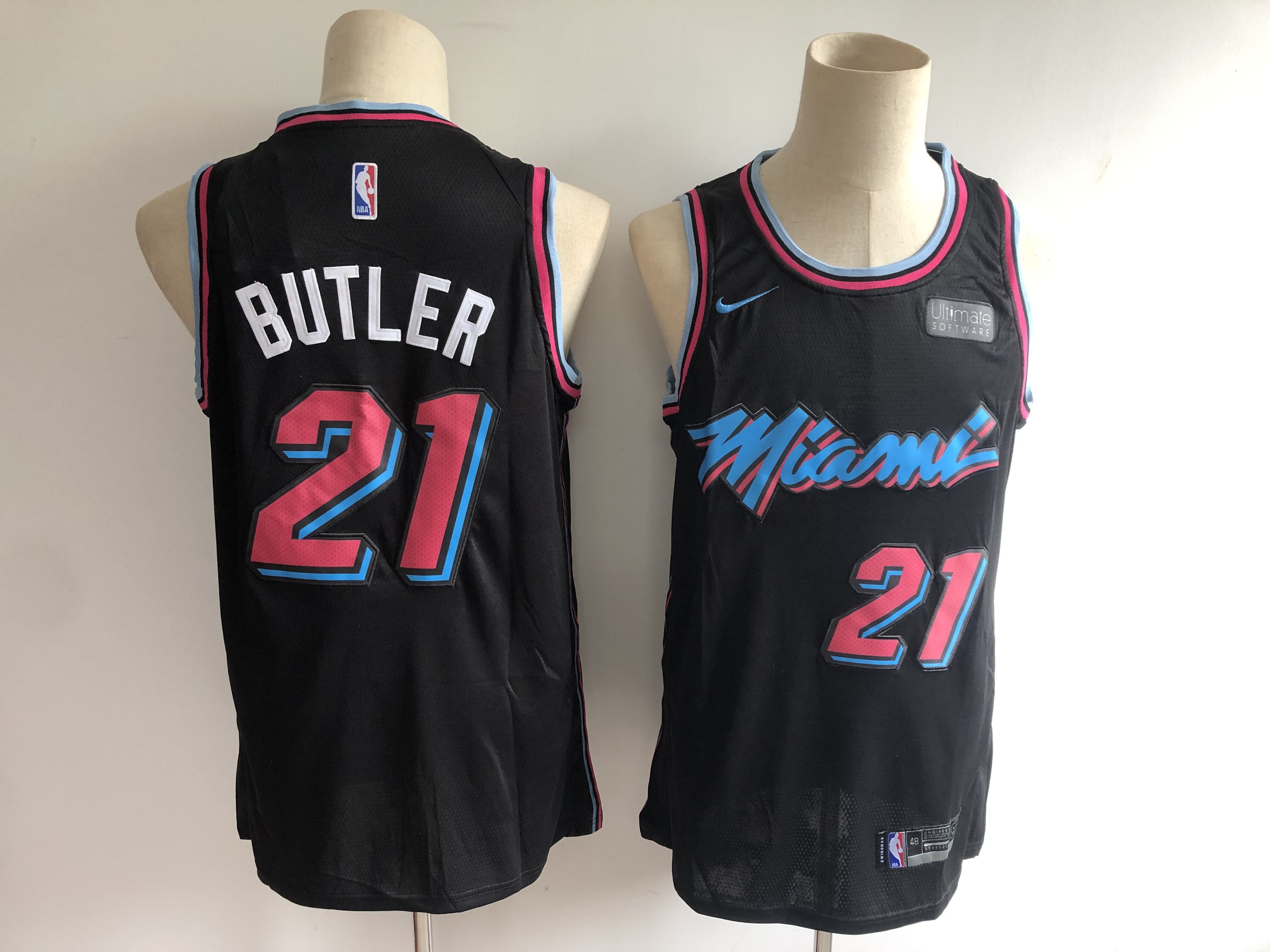 Men Miami Heat #21 Butler Black City Edition Game Nike NBA Jerseys->miami heat->NBA Jersey